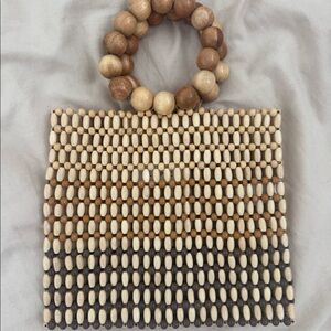 Riley Wood Bead Bracelet Handle Bag